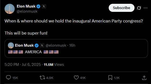 皇冠welcome注册账号_投资公司CEO不满马斯克建新党皇冠welcome注册账号，推迟特斯拉ETF上市